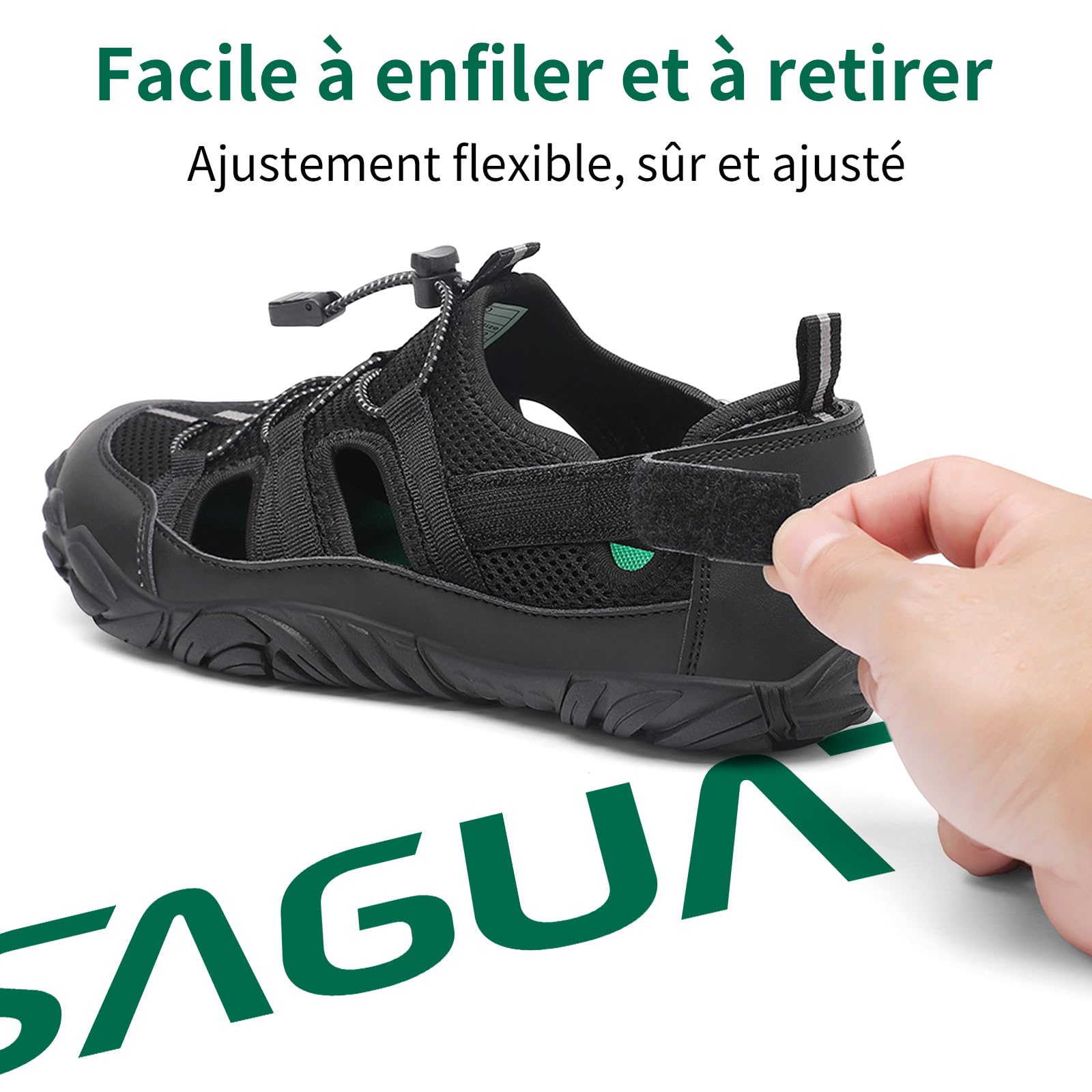 SAGUARO Unisexe Sandales de Randonnée Antidérapant Été avec Semelle Zero Drop et Wide Toe Box, 36-48