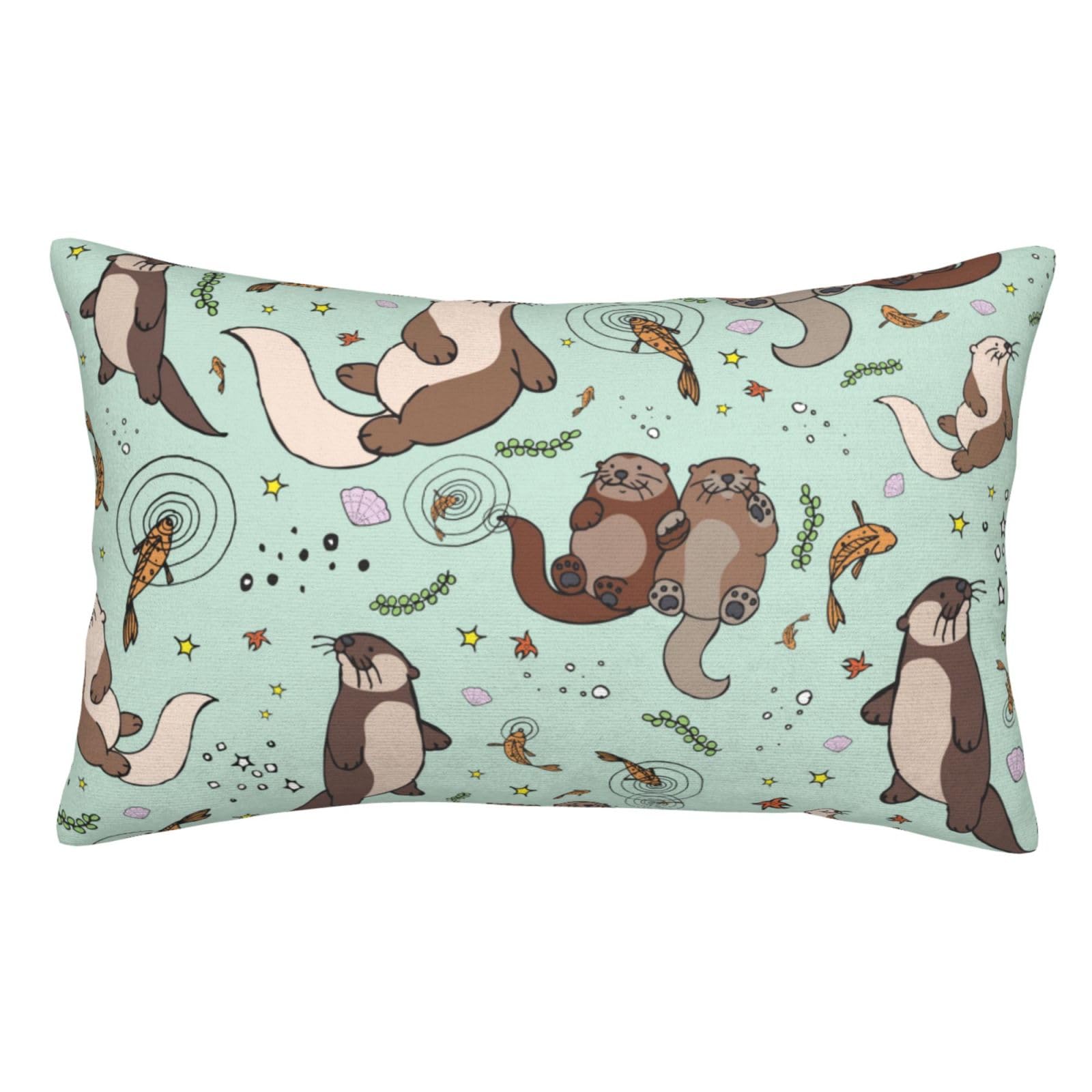 WKSGDSG Soft Plush Pillow Cover For Sofa & Bed, Otters, Standard Furry Throw Pillow Case 35x50 cm, Decorative Cushion Cover For Bedroom Living Room Decor, Hidden Zipper Pillowcases For All Seasons