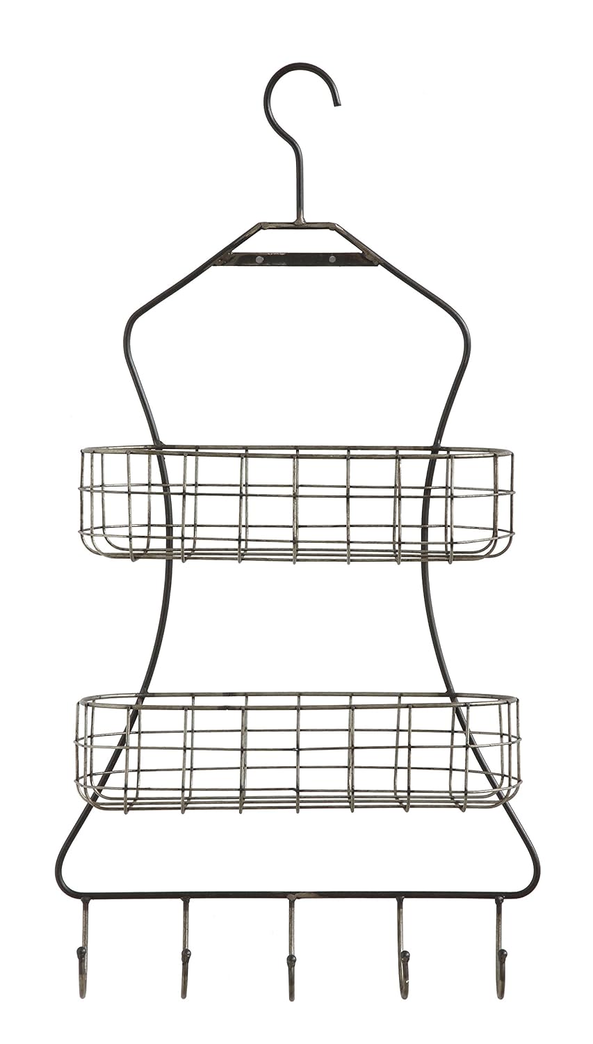 Creative CoOp DA6879 Metal Wall Rack with Wire Shelves & Hooks Amazon.in Home & Kitchen