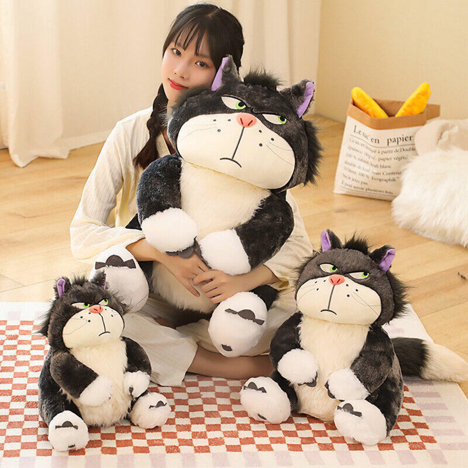ARMAAN Juguetes de Peluche de Gato Lucifer de Cenicienta, 15-65 cm, Lindo Gato de Peluche, muñeco de Peluche para niñas, Princesas, Peluches Kawaii, Regalo para San Valentín, Navidad,Grey-65cm