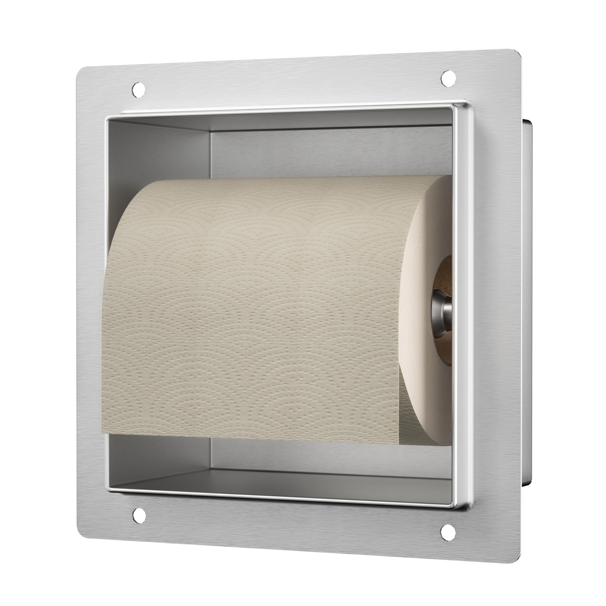 Porta carta igienica da incasso, in acciaio inox, per il bagno, 14,5 x 14,5 x 8,7 cm, per la ristrutturazione e lo smontaggio del bagno, argento