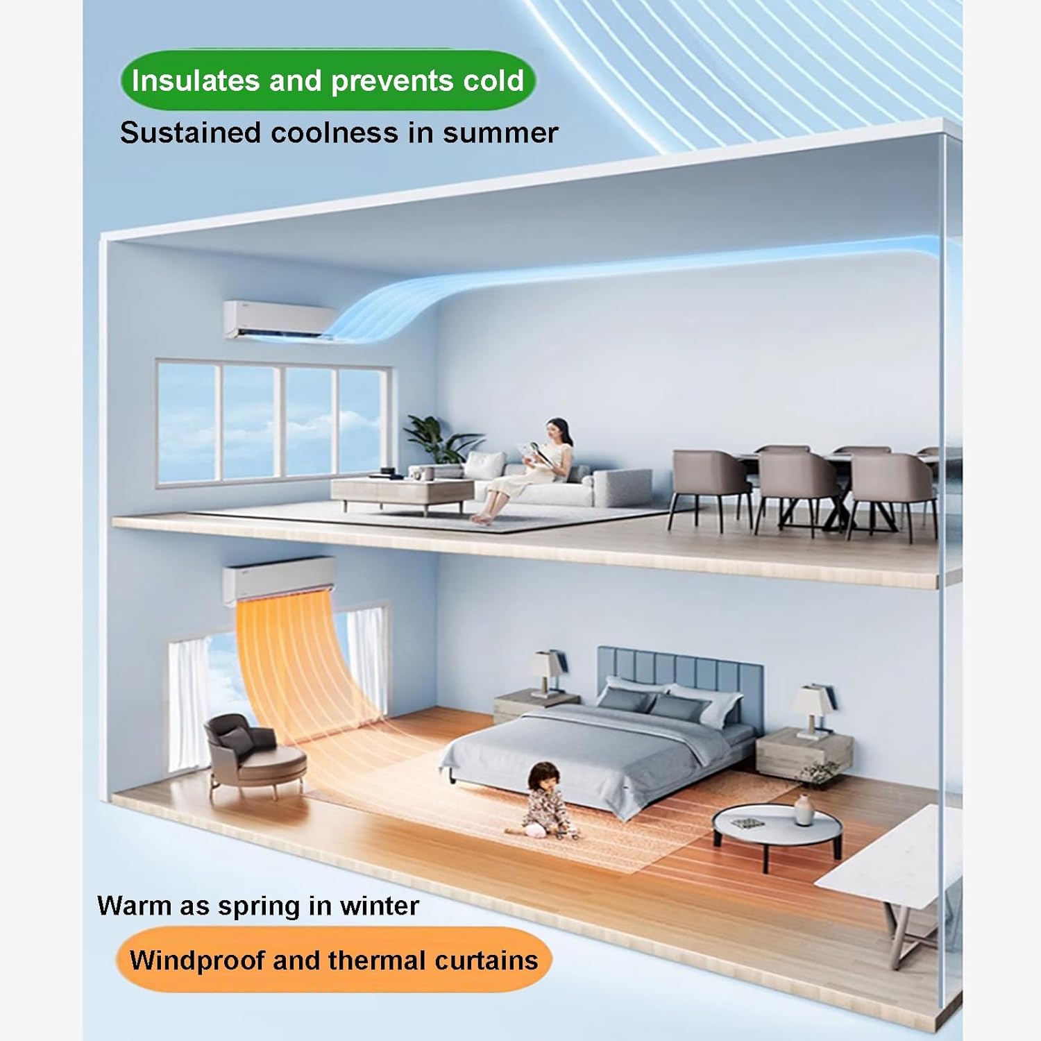 PVC Freezer Strip Curtain Door - Waterproof, Transparent Door Curtain for Warehouse & Shops, Blocks Wind, 105x220cm (41.34x86.61in)