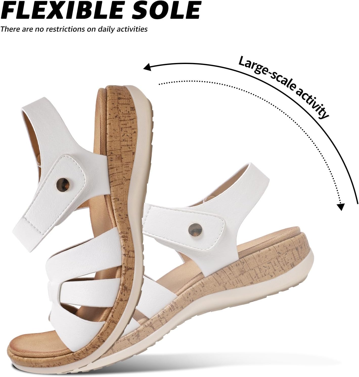 Littleplum Women's Sandals Arch Support H-Band Flat Sandals Adjustable Summer Dressy Footwear Comfort Walking Shoes for Beach,Travel - Image 5