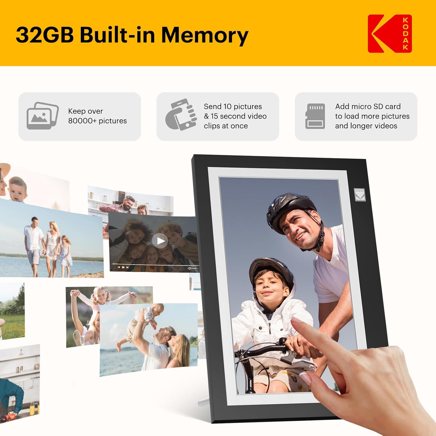 KODAK WiFi Digital Picture Frame, 11.6 Inch 1366 * 768HD IPS Touchscreen Digital Photo Frame with 32GB Storage, Easy Setup to Share Photos or Videos, The Best Gift for Family and Friends