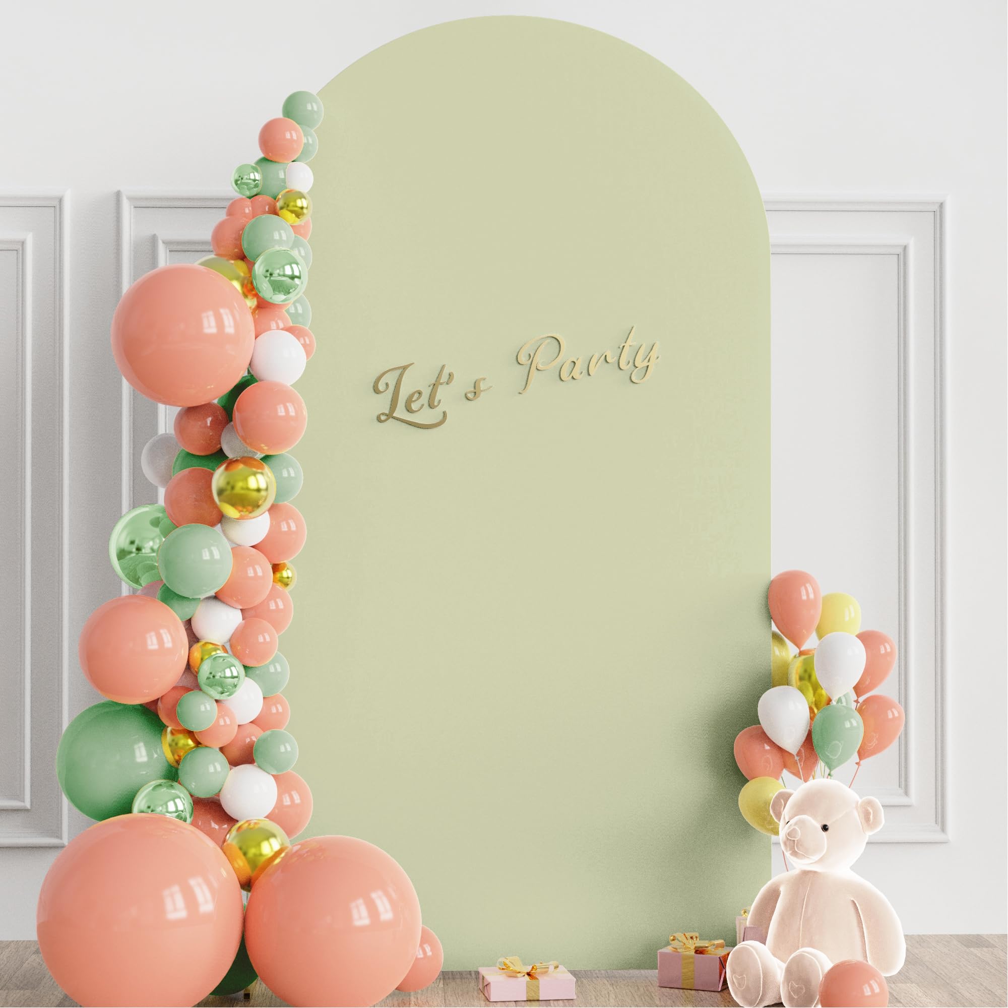 Wokceer 7.2FT Wedding Arch Cover Spandex Fitted Wedding Arch Stand Covers Round Top Chiara Arch Backdrop Cover for Birthday Party Ceremony Banquet Decoration Sage Green
