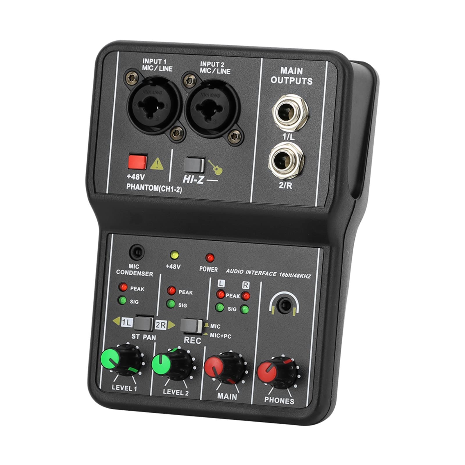 Tarjeta de Sonido de Interfaz con Consola mezcladora de Monitor for grabación de Estudio, Ordenador de Canto, PC, alimentación Fantasma de 48V