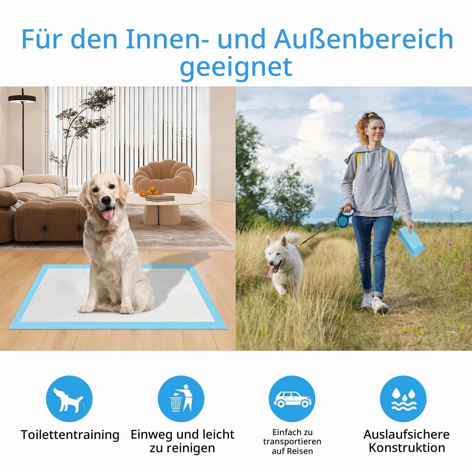 Gimars 6-Schicht Extra Dick 60×60 cm Super Saugfähig 400ML Auslaufsicher Hundeunterlagen — Schnell Trocknende Trainingsmatten für Kleine/Mittlere Hunde, Senioren & Mehrtierhaushalte 50 Stück