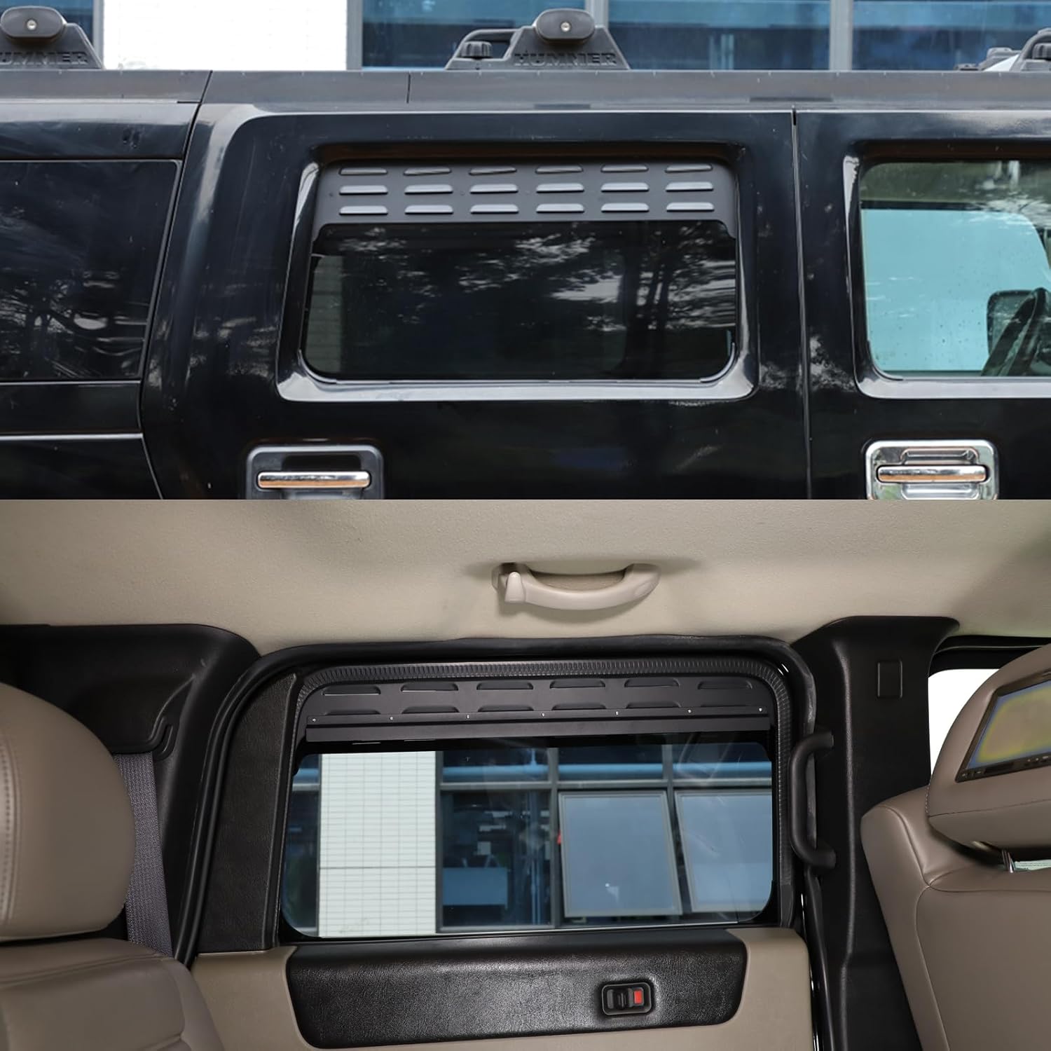 PIUGILH Car Rear Side Window Louvers Ventilation Panel for Hummer H2 2003-2009 Accessories, Aluminum Alloy Exterior Decoration Trim Panel Cover, 2Pcs(Black)