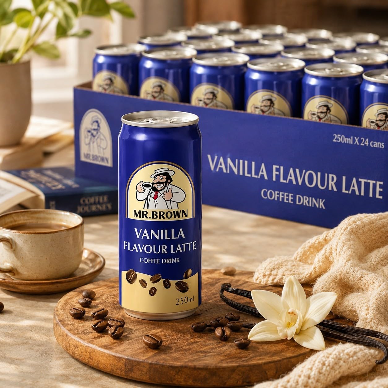 Mr. Brown Vanilla Coffee Drink Lot de 24 – Café glacé avec arôme de vanille, 24 x 250 ml