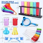 Tubes d'essai Ensemble de béchers goutteurs, Kits scientifiques pour enfants, Ensemble de chimie goutteurs STEM Jouets pour les tout-petits, Centre des sciences préscolaires Matériaux, Expériences scientifiques pour les enfants 4-6 Fournitures pour les écoles maternelles