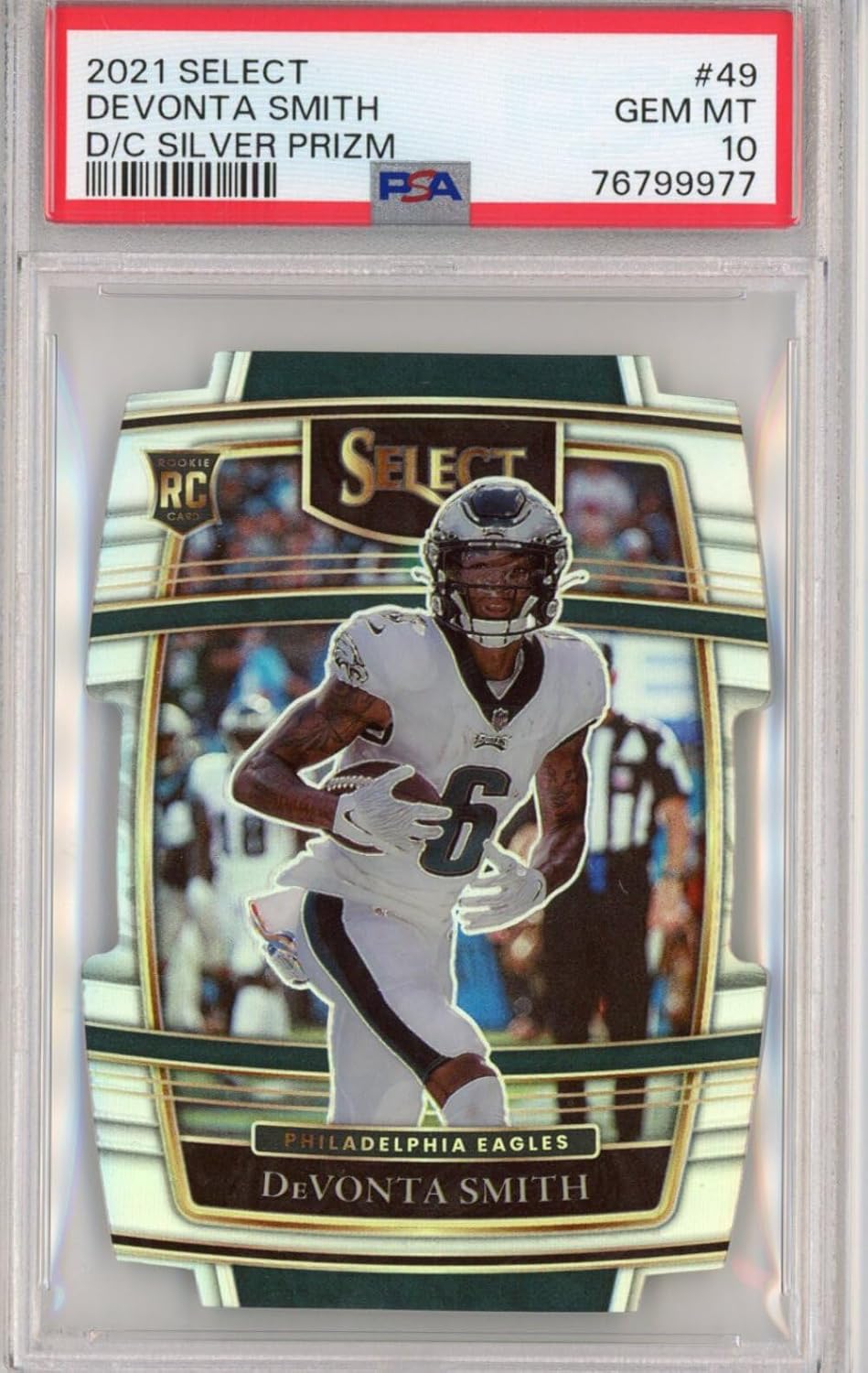 Graded 2021 Panini Select Devonta Smith #49 Die-Cut Silver Prizm Concourse Rookie RC Football Card PSA 10