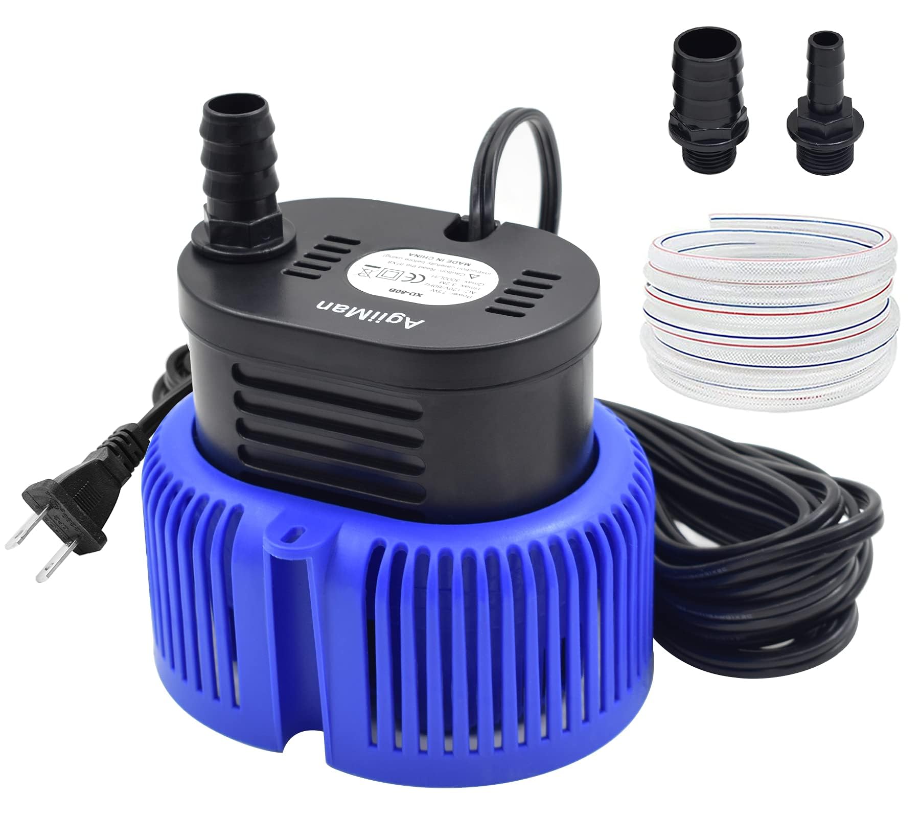 AgiiMan Bomba de cubierta de piscina sobre el suelo, bomba sumergible para sumidero de natación, eliminación de agua con manguera de drenaje de 16 pies y cable de alimentación de 25 pies, 850 GPH, 3