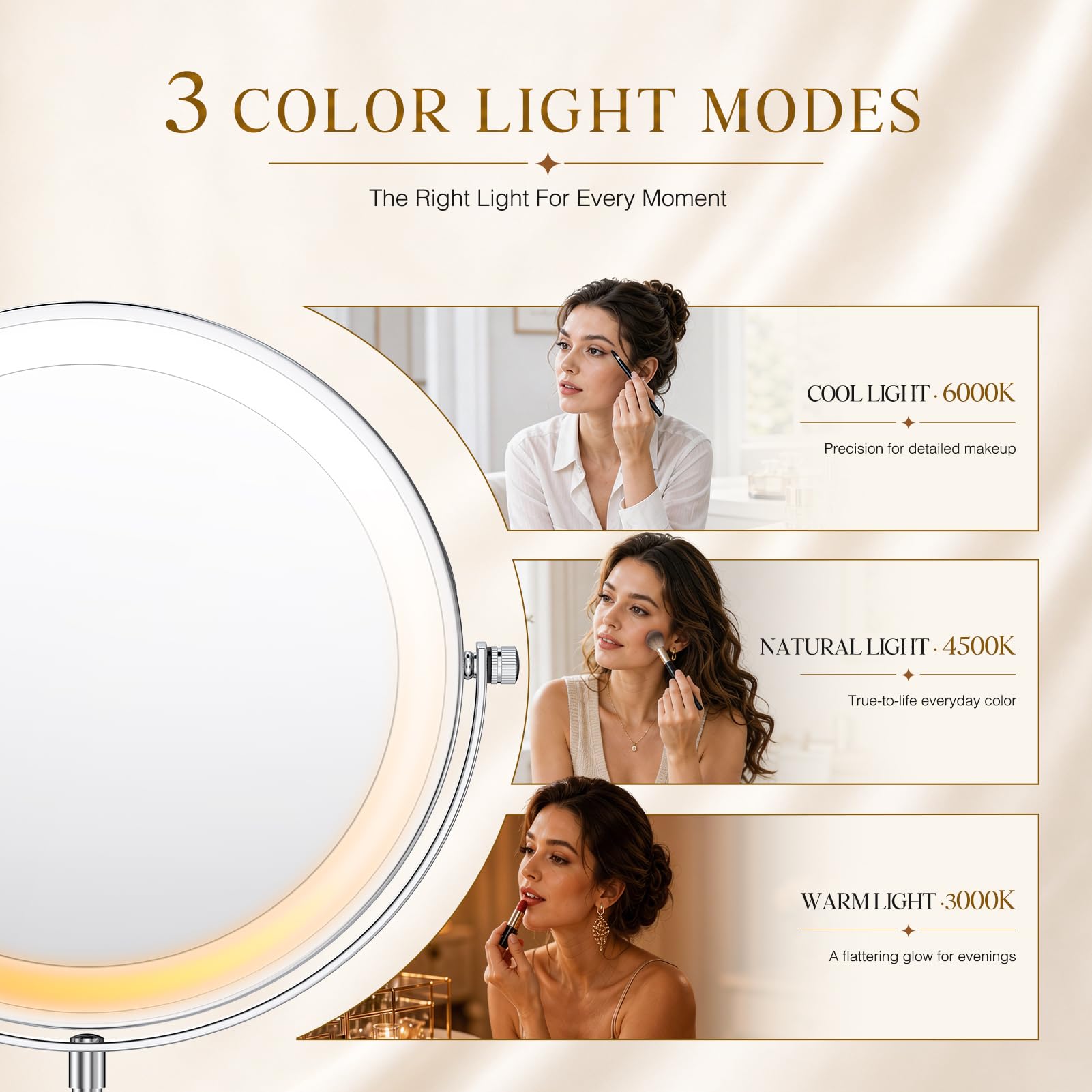 Professional 9-Inch Lighted Makeup Mirror with 1X/20X Magnification