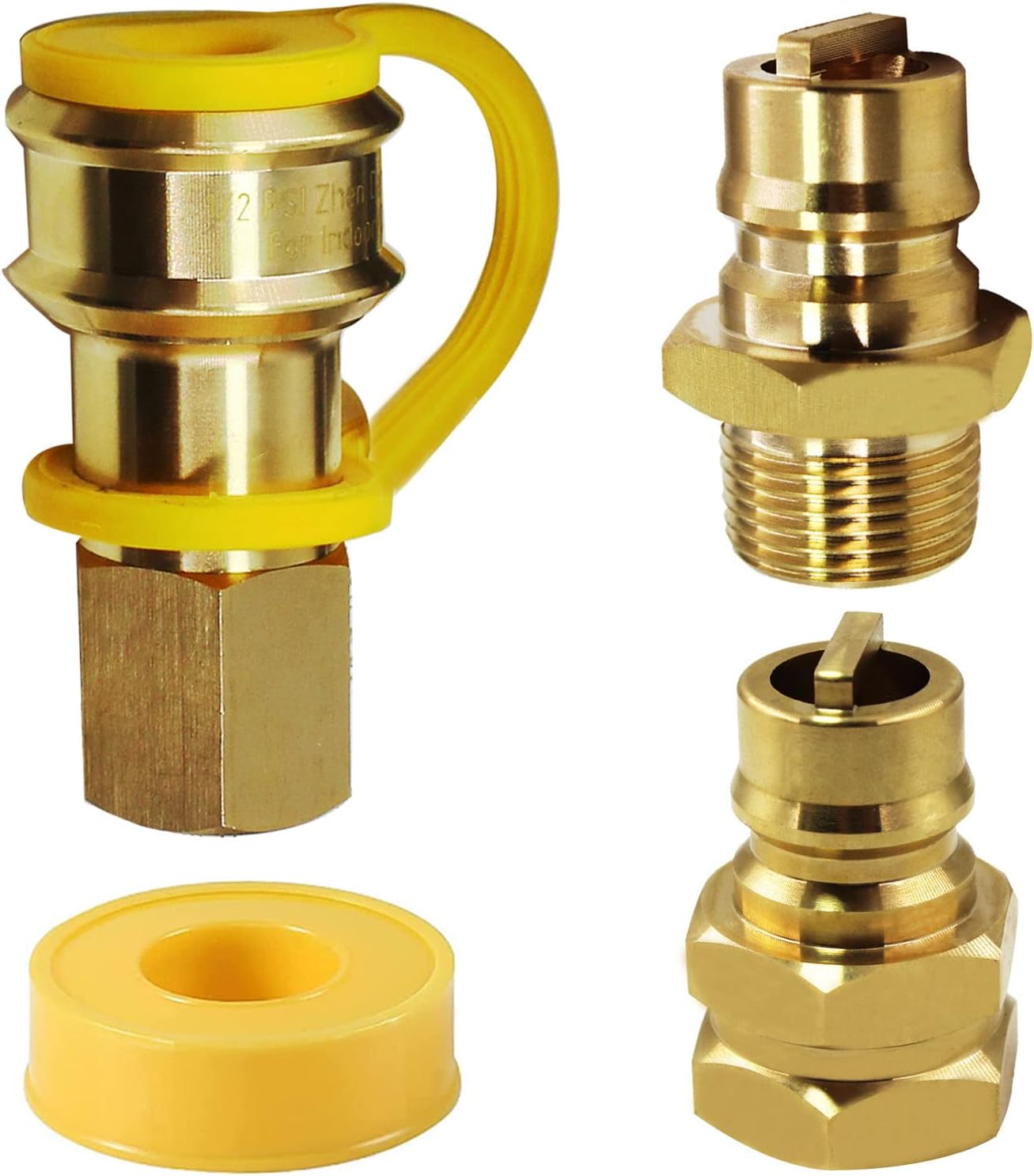 𝐌𝐄𝐍𝐒𝐈 𝟑/𝟒" Female and Male Solid Brass Dual Fuel Generator Natural Propane Hose Quick Connect Disconnect Fittings Convert for Pipe Natural Gas Supply for Generators 4PCS Kit