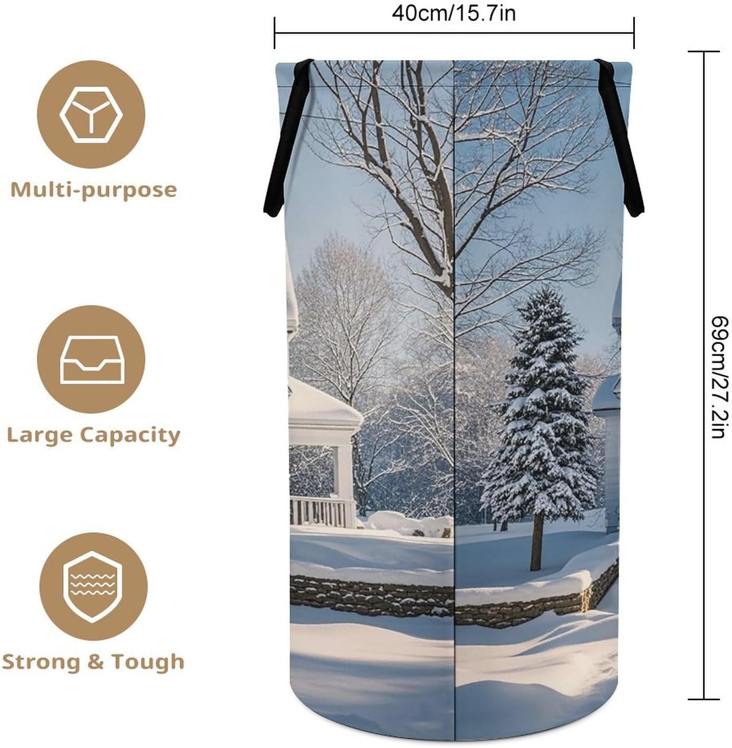 Winter House Laundry Basket 86L Laundry Hamper | Collapsible Clothes Hamper with Reinforced Handles Waterproof Tall Foldable Dirty Clothes Basket for Hotel, Home, Closet