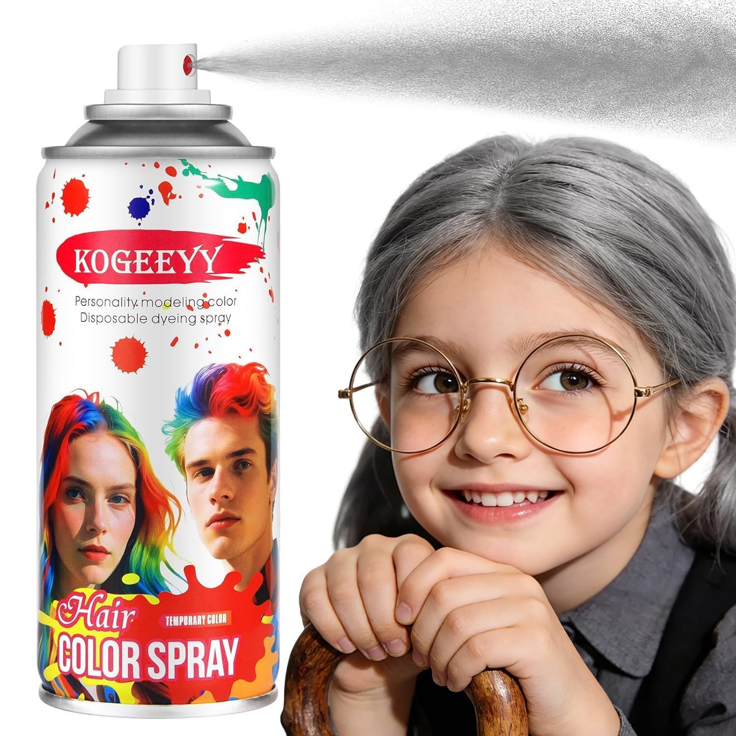 Silver Grey Temporary Hair Color Spray - Washable Gray Dye