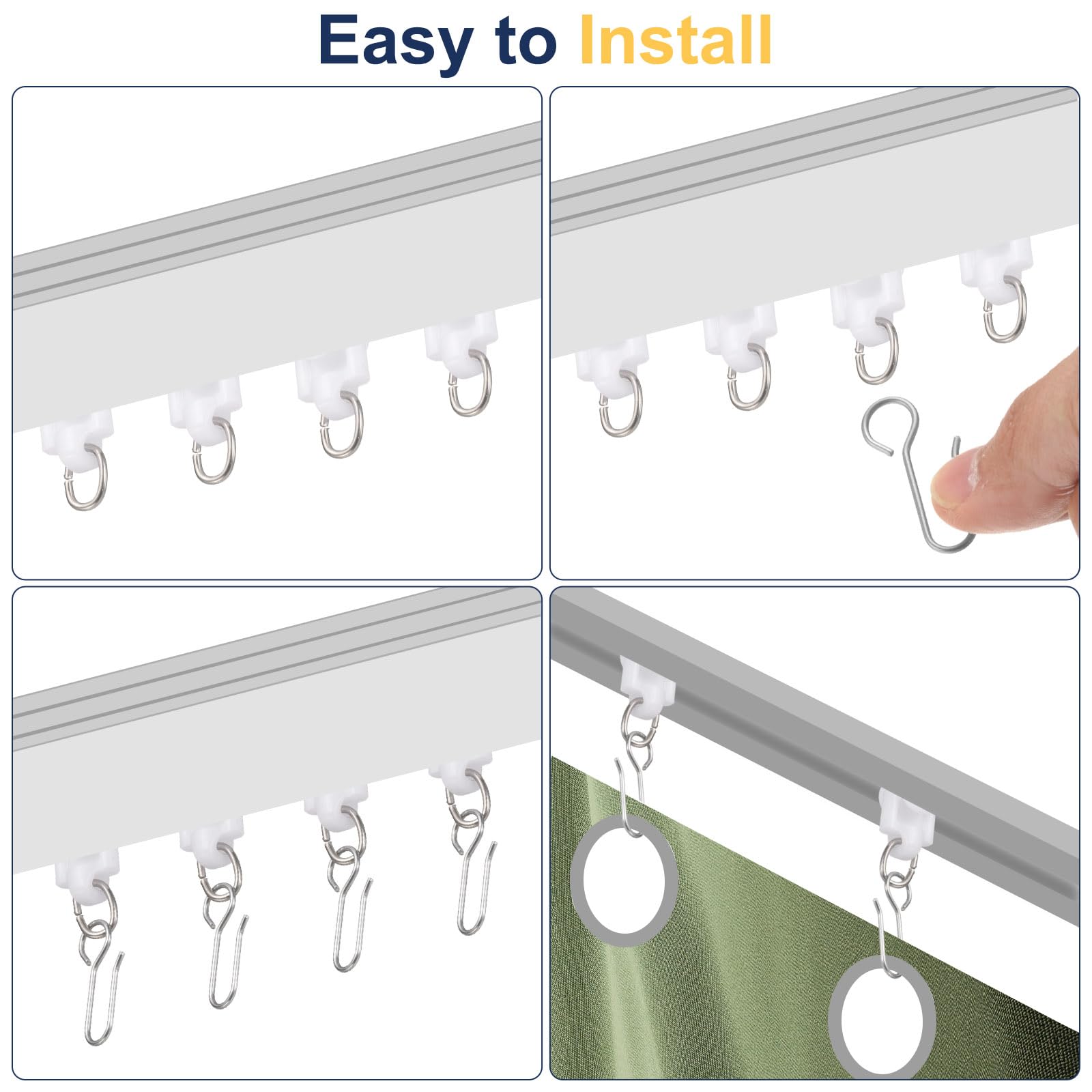 QUARKZMAN 50Pcs Rullini per Tendaggi Rullini per Guide per Tendaggi Carrelli per Tende Plastica con Ruote Doppie per Accessori Porta Guide per Finestre (Bianco)
