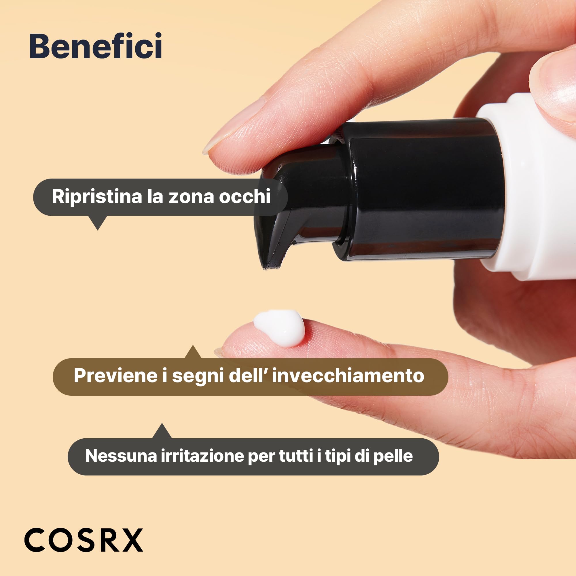 COSRX Snail Peptide Eye Cream con 73,7% Snail Mucin e niacinamide – Brightening Anti-Aging Coreano Eye Cream per le linee sottili e le occhiaie, Korean Skincare