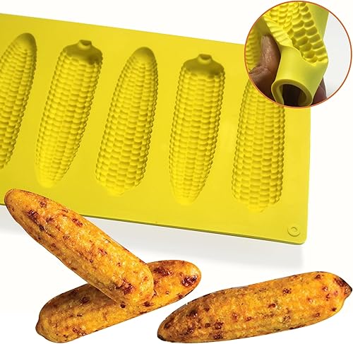 Miniatura 3 de Sidosir 2 moldes de silicona para hornear, moldes de silicona para mazorca de maíz de 6 cavidades para pan, molde antiadherente para pasteles