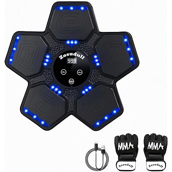 Music Boxing Machine Intelligent Music Boxing Machine with LED Light Bluetooth Boxing Device for Children/Adults Wall-Mounted Boxing Target with Boxing Gloves Speed Adjustment Counting