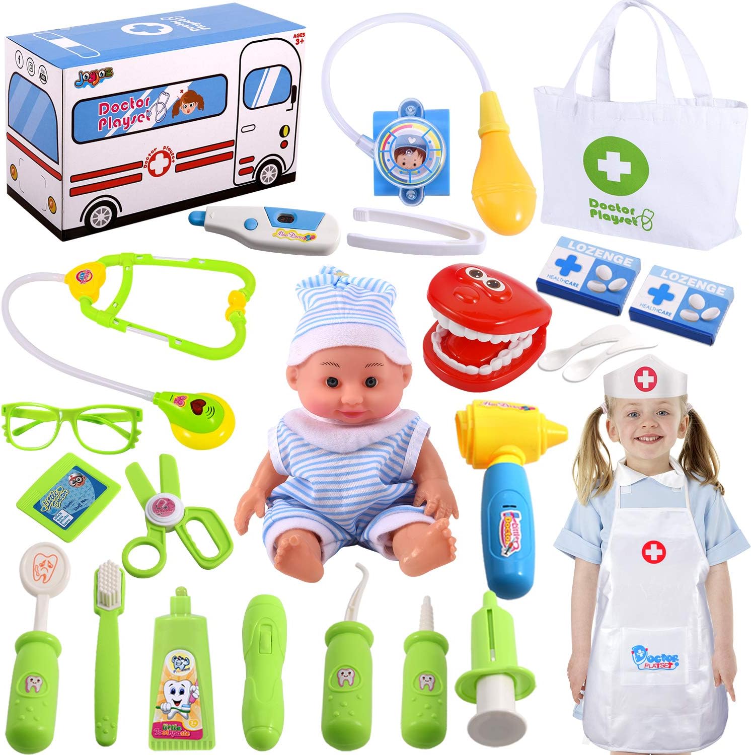 Joyjoz Kids Doctor Set Medical Kit Nurse Dentist Role Play Doctor Toys Educational Gifts For Boys Girls