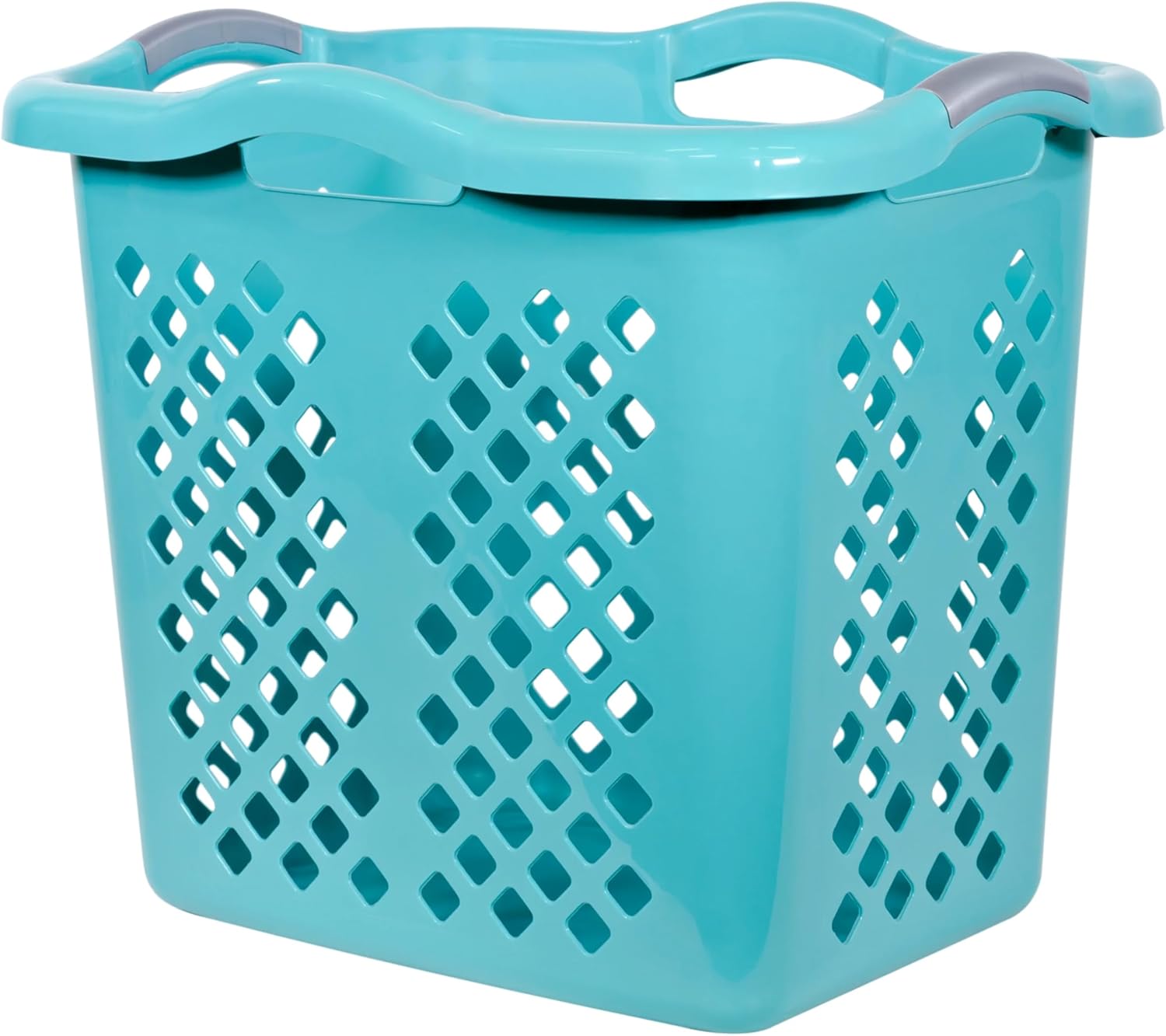 Laundry Hamper Basket with Diamond Pattern, 2 Bushel Capacity, Black, 21.6 x 17 x 18.9 inches (2, Blue)