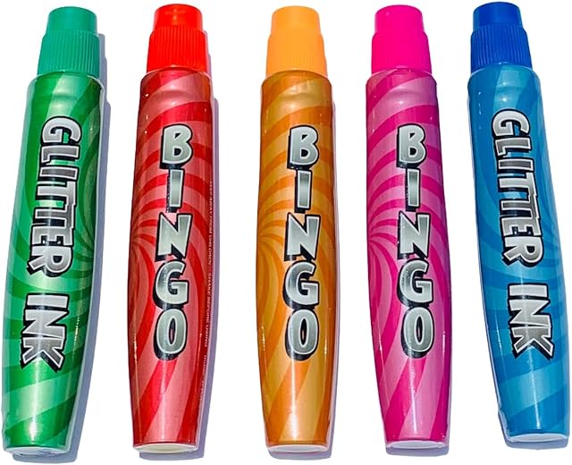 Thomas & Anca Club Supplies Ltd Bingo Dabbers Glitter Dabbers for Bingo Tickets Lockdown Bingo Kids Bingo Gift Bingo Marker Pens Children Colouring Pen Dot Markers