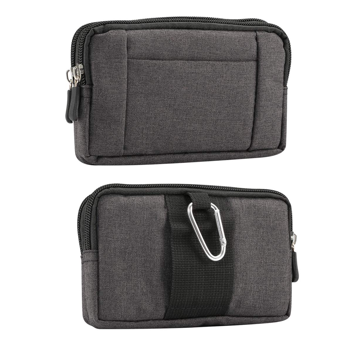 Cell Phone Belt Clip Holster Black, Cell Phone Waist Bag for Men, 5.2 inch Horizontal Men Phone Waist Pack Purse Wallet Tablet Bag Travel Camping Hiking Sport Phone Pouch Case with Belt Loop Carabiner โ image 1