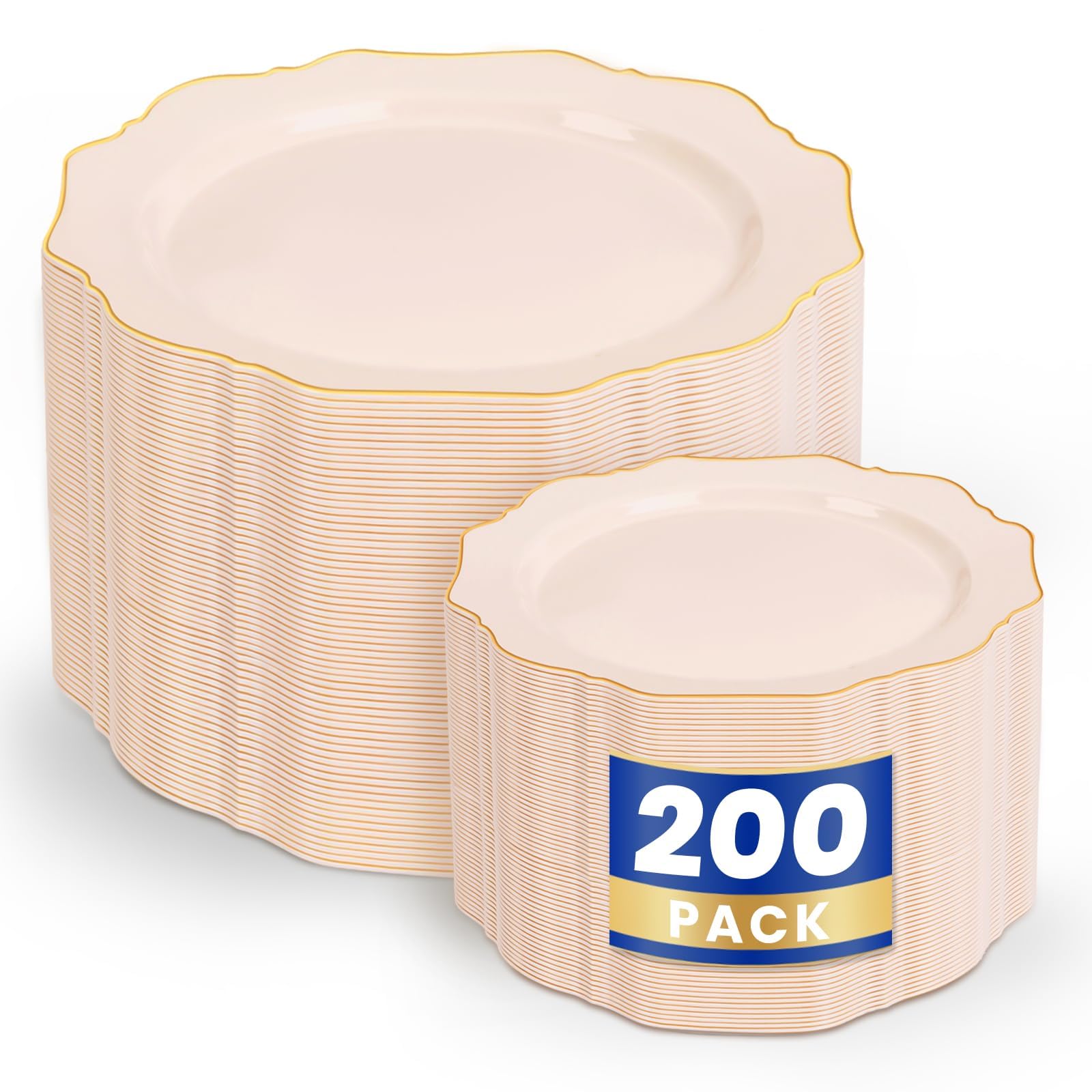 Amazon.com: WDF 200PCS Pink Plastic Plates - Pink and Gold Plastic