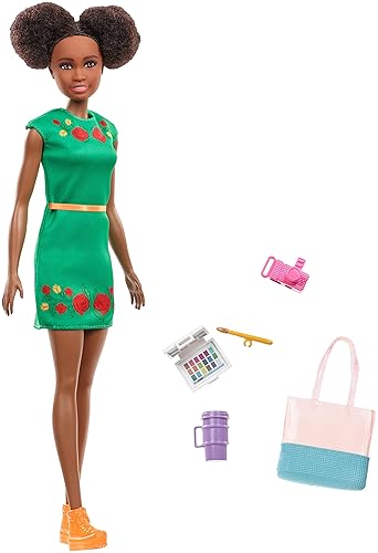Barbie Travel Nikki Doll, Kitty Ear Brunette Hair, con 5 Accesorios
