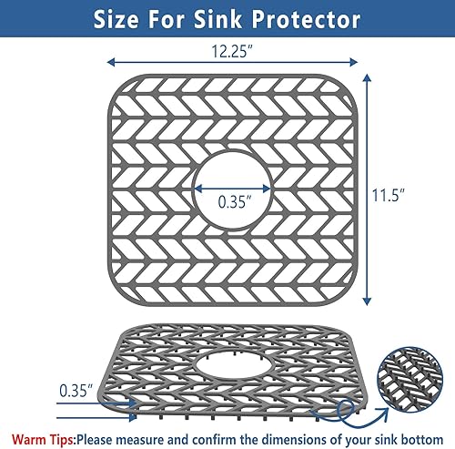 Miniatura 8 de AWOKE - Protectores para fregadero de cocina, tapete de fregadero de 12.25 x 11.5 pulgadas, resistente al calor, de silicona, fácil de limpiar, para