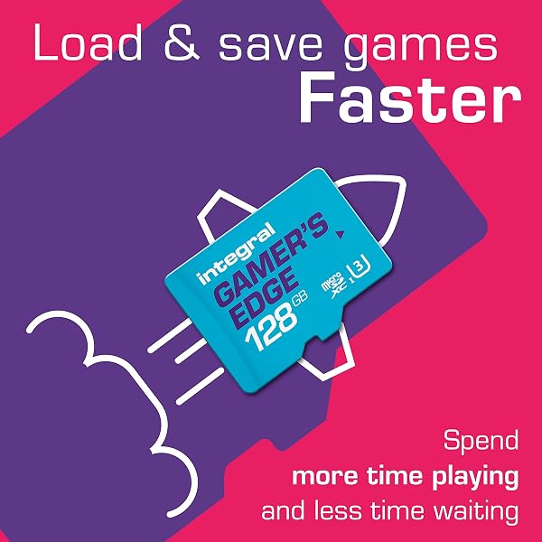 Integral 128GB Gamer's Edge Micro SD Card for the Nintendo Switch - Load & Save Games Fast, Gaming Storage, DLC & Save Data, Quick Memory Card made for Nintendo Switch 1 consoles, Lite, OLED & 4K - 3