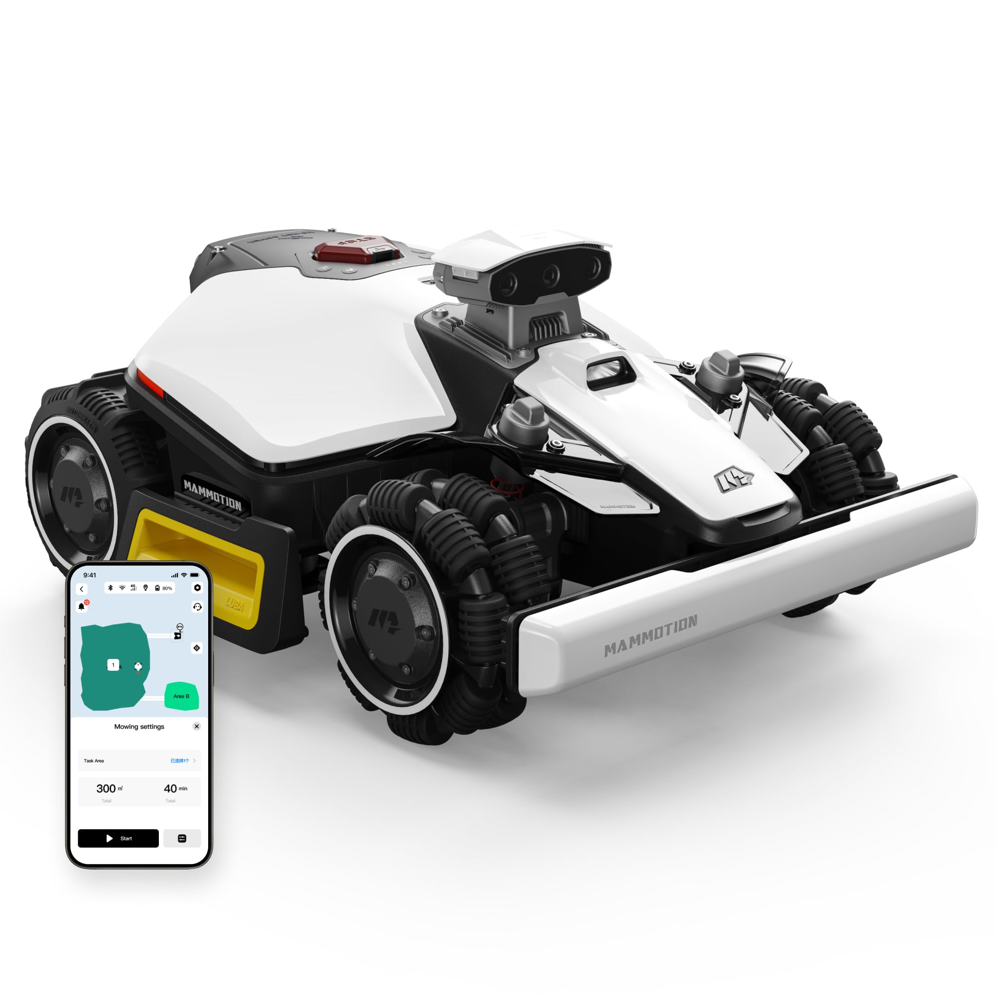 MAMMOTION LUBA mini 2 AWD 1000 Robot Koszący | 1000 m², Wizja AI z trzema kamerami & Pozycjonowanie NetRTK, Auto-Mapowanie, DropMow 80% Nachylenia, Zarządzanie10 Strefami