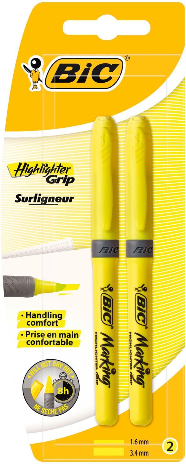Bic Highlighter Grip 824755, Yellow, Pack of 2 Amazon.co.uk