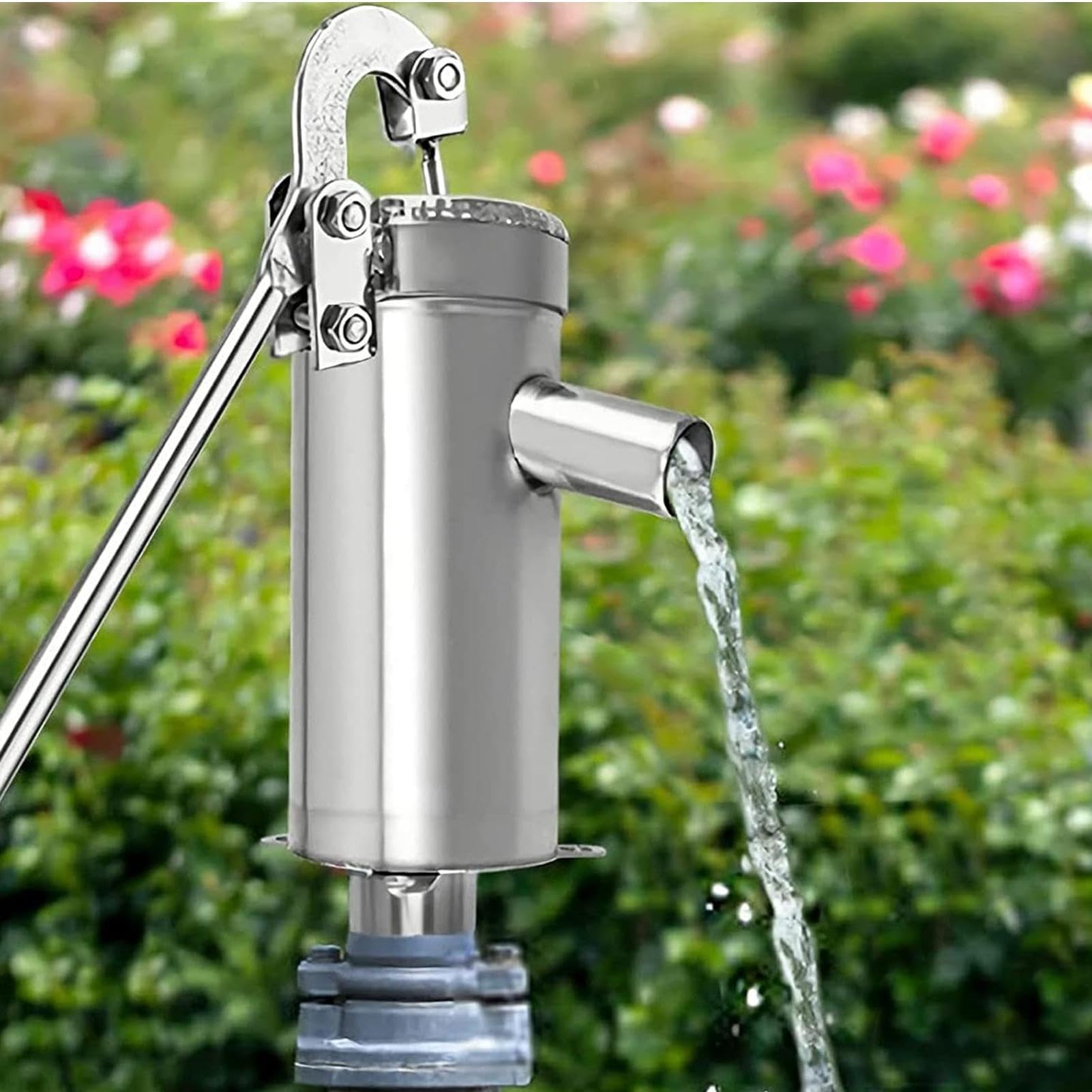 Bomba de pozo de mano, herramienta de succión manual de acero inoxidable, bomba de manivela de mano para agua subterránea de hasta 10 m, potenciador de fuente para riego de patio y hogar