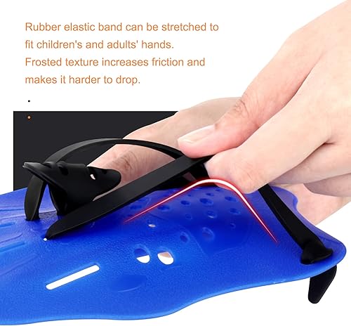 Miniatura 7 de Gasher Paletas de mano de natación contorneadas, paletas de entrenamiento de natación con correas ajustables y aletas de natación