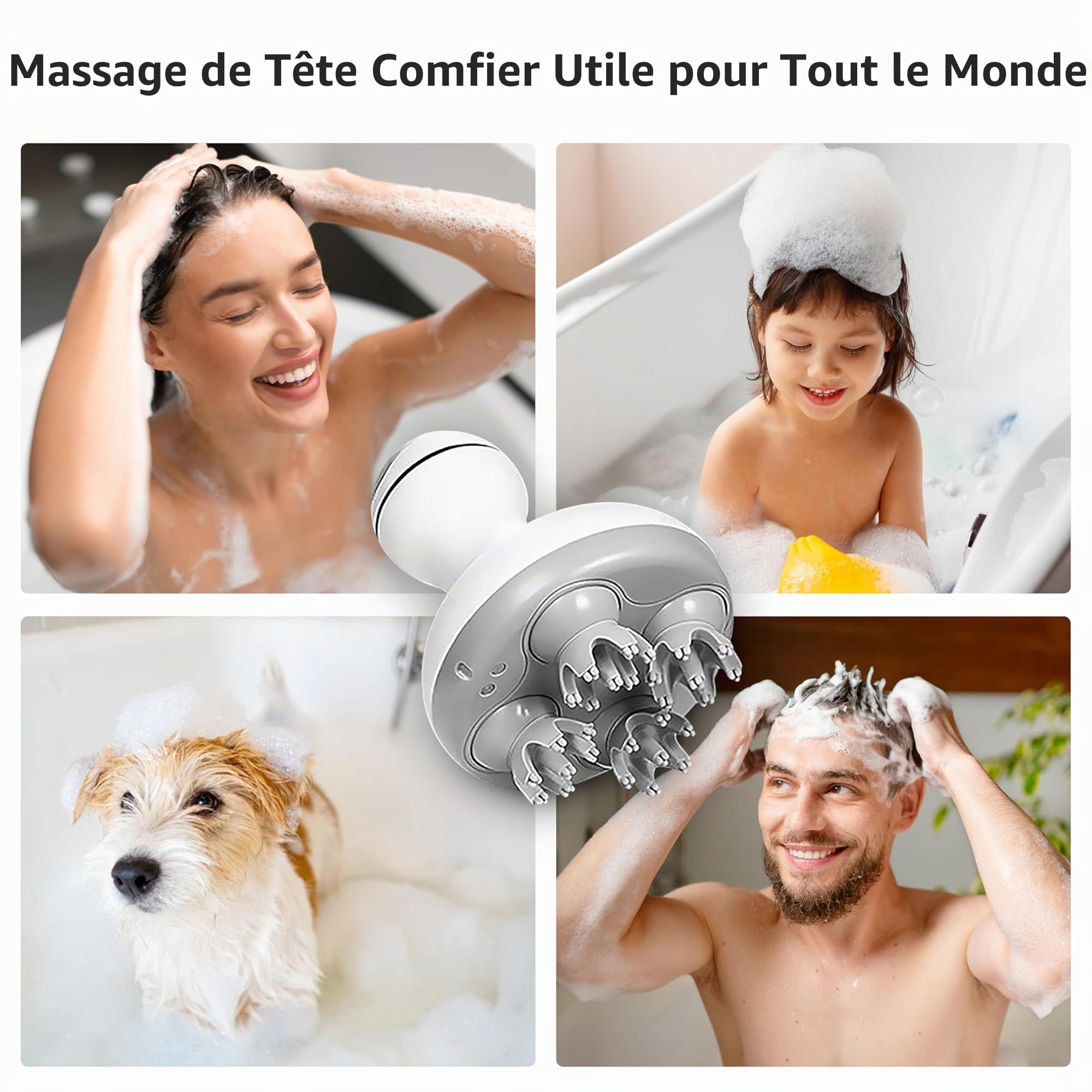 COMFIER Masseur de cuir chevelu sans fil - Masseur de tête électrique, Masseur de grattoir de tête portable pour la croissance des cheveux, nettoyage en profondeur et relaxation du stress
