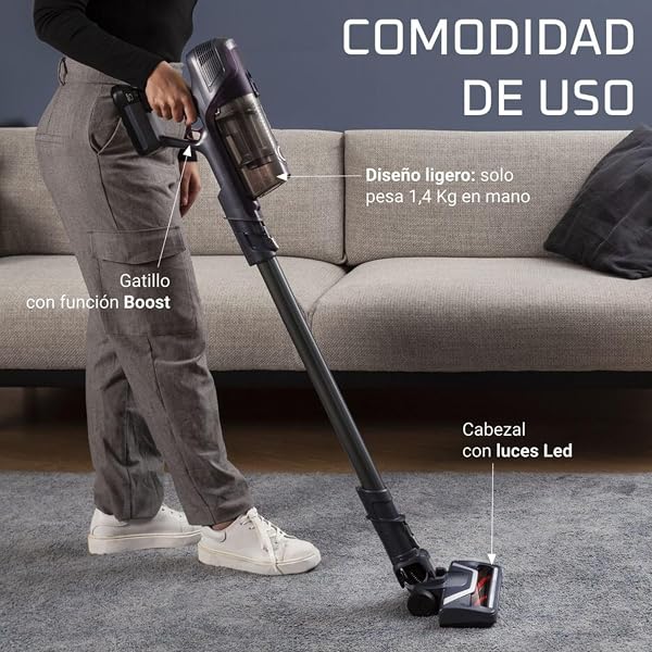 Rowenta XPert 6.60 - Aspiradora escoba versátil sin cable, con 3 funciones en 1 multiespacios, batería de litio, 2 velocidades, gatillo Boost, ligero y portatil, Lila RH6838 - 2