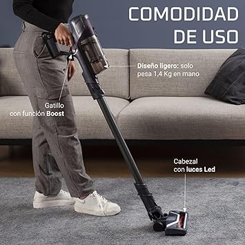 Rowenta XPert 6.60 - Aspiradora escoba versátil sin cable, con 3 funciones en 1 multiespacios, batería de litio, 2 velocidades, gatillo Boost, ligero y portatil, Lila RH68381