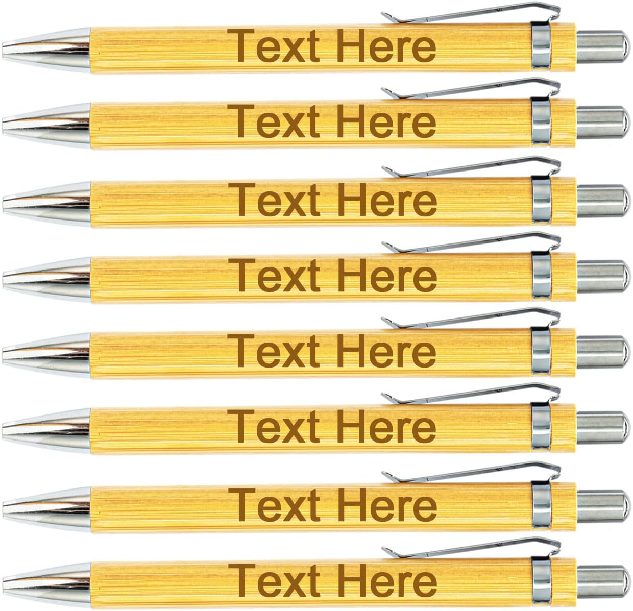 Personalized Pens Bulk with Text Name Custom Ballpoint Pens Retractable Bamboo for Office Church 100 Pcs