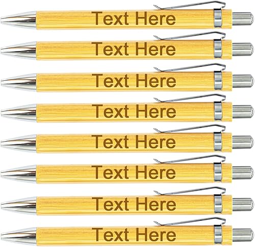 Bolígrafos personalizados a granel con nombre de texto, bolígrafos de bambú retráctiles para oficina, iglesia, 100 unidades