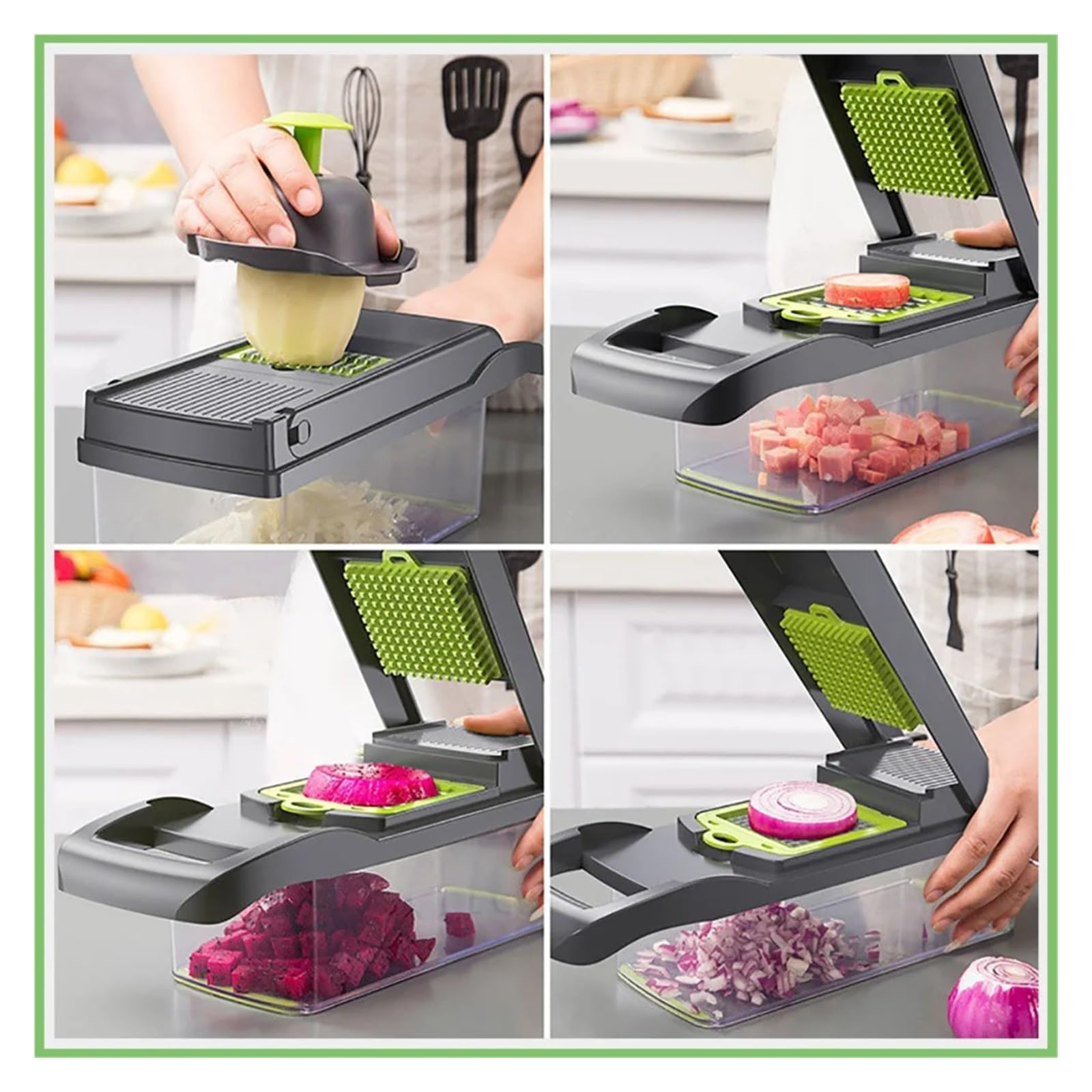 Multifunktionale Würfelklingen, Slicer, Schredder, Obstschäler, Kartoffel, Käse, Abfluss, Reibe, Zerkleinerer, kompatibel mit Küchenutensilien(C)