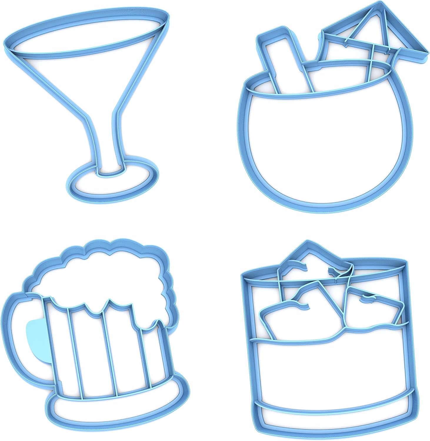 Inc Set of 4 Drinkers Set Cookie Cutter - Dishwasher Safe (4")