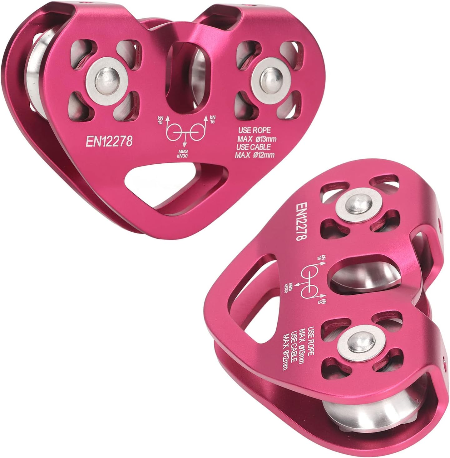 Pulley, Aluminum Alloy Double Pulley for Cable Backyard Zipline, Hauling, Rigging and Commercial Purposes, Hauling Rescue Arborist Tree Climbing