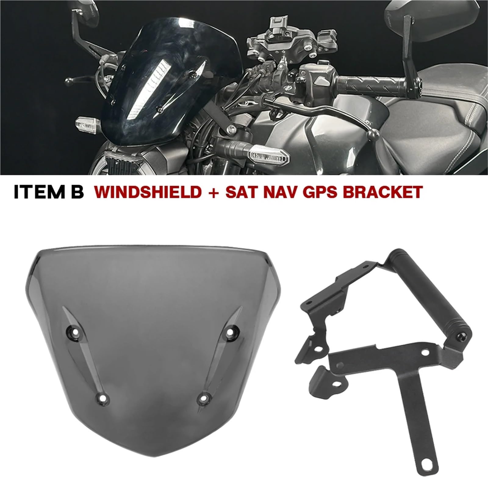 powietrzadeflektor Uchwyt nawigacji GPS na szybę przednią CB650R pasujący do HONDA CB 650R 2019-2023, przedłużenie osłony przedniej szyby Deflektor motocykla(Windshield Set)