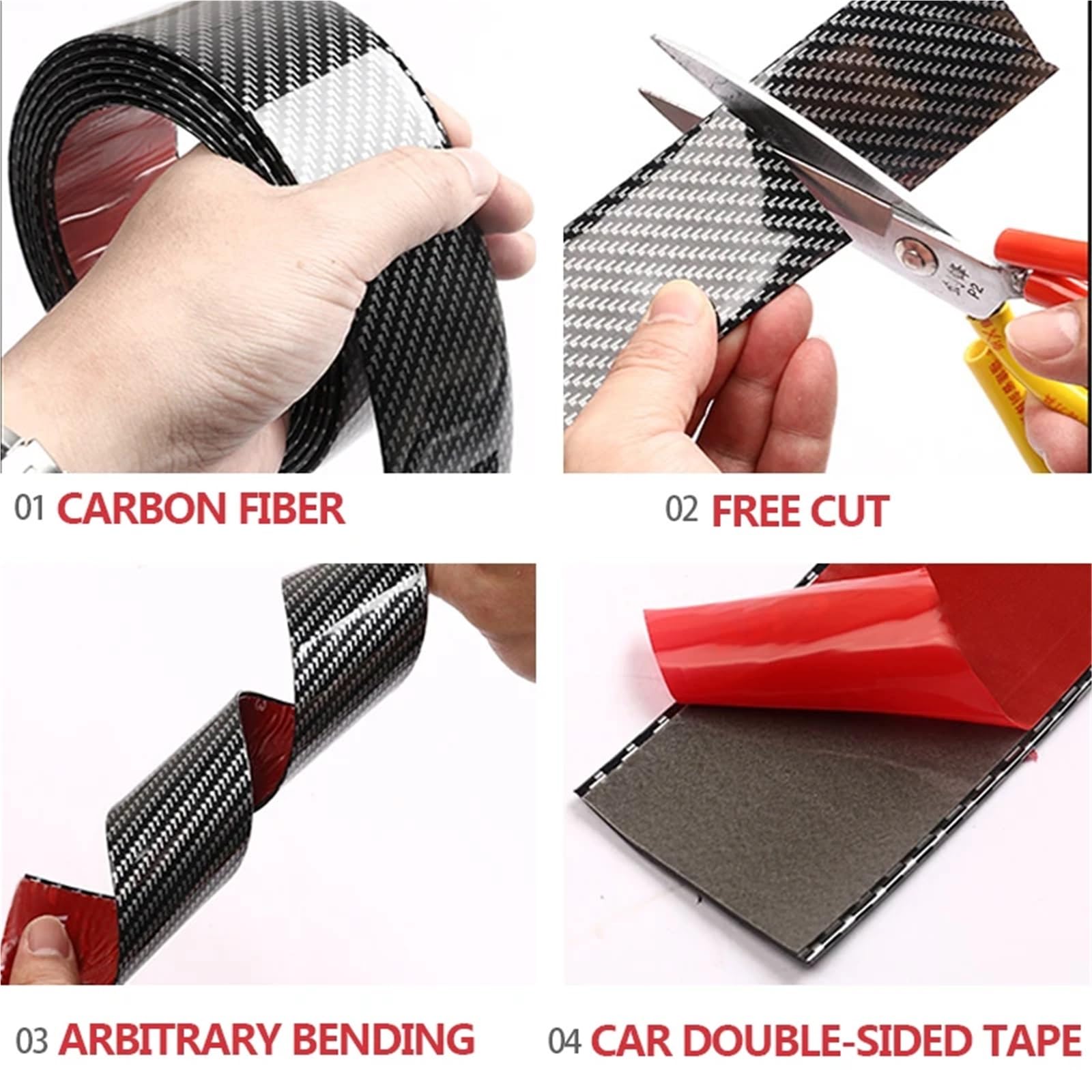Adesivi per paraurti auto, battitacco, pellicola protettiva in vinile per carrozzeria in fibra di carbonio, antigraffio spoiler inferiore spoiler protezione(7cm 2.5m 1pc)