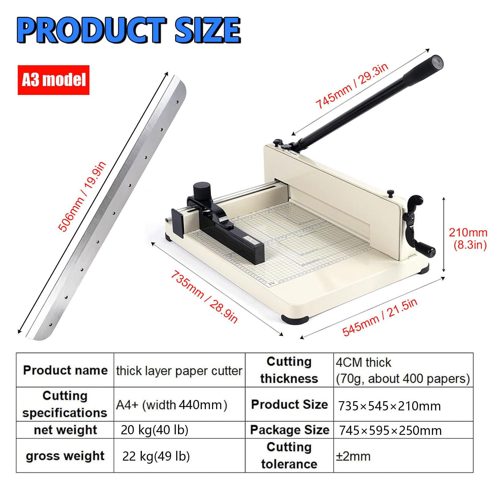 Taglierina per carta resistente, tagliacarte manuale da tavolo, massimo 400 fogli di taglio per carta artigianale, coupon, etichette, cartoncini