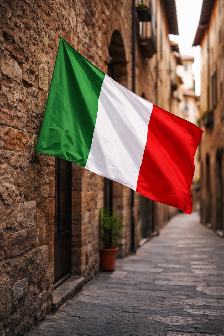Bandiera Italiana 90x150cm, Tricolore Verde Bianco Rosso, Poliestere, per Mondiali 2026 e Eventi Sportivi (nazione)