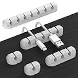 Desk Accessories for Charging Organizer - 5 Packs Grey Computer Desk Accessories and Adhesive Cord Organizer for Cable Holder Cleans Up Messy Wires at Home, Car and Office (7-5-3-1-1 Slots)