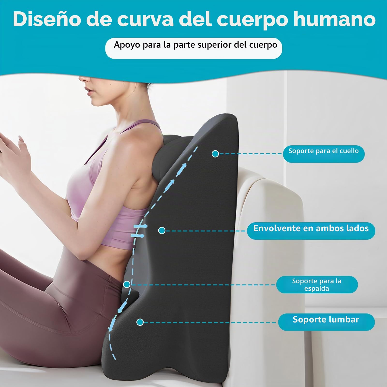JAOGAUS Cojín de lectura para cama y sofá, cojín ergonómico para la espalda, cojín de cuña de espuma viscoelástica para espalda, cuello, almohada de apoyo para piernas con funda lavable para relajarse